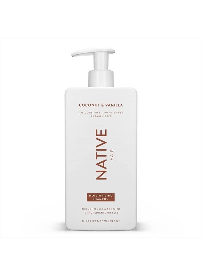 Coconut & Vanilla Moisturizing Vegan Shampoo, Clean, Sulfate, Paraben and Silicone Free - 16.5 fl oz