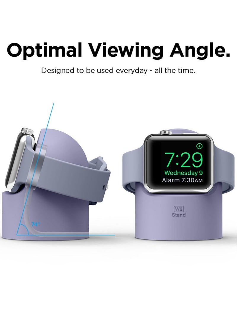 W2 Stand for Apple Watch Charger Stand compatible with Apple Watch Ultra, Series 8/SE2/7/6/SE/5/4/3/2/1 (49mm,45mm,44mm,42mm,41mm,40mm,38mm) - Lavender Grey