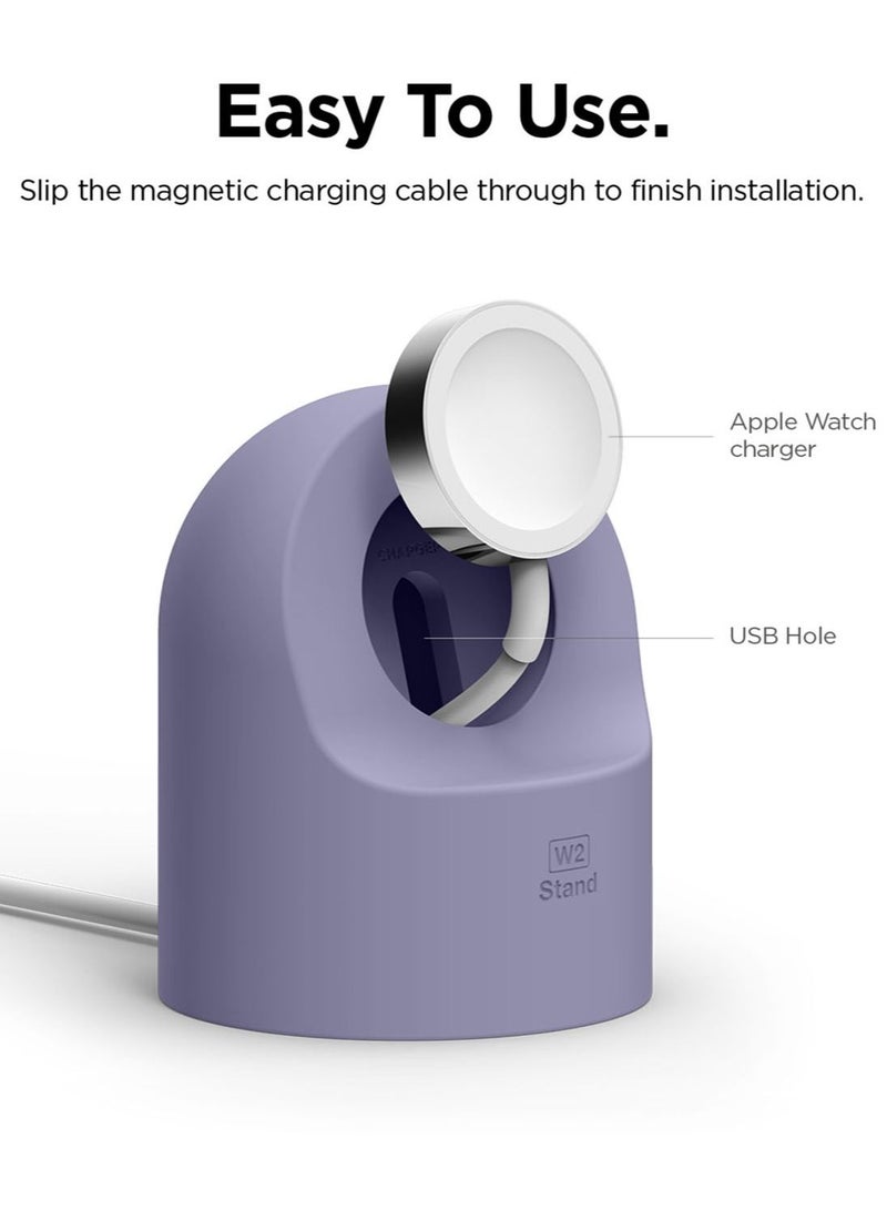 W2 Stand for Apple Watch Charger Stand compatible with Apple Watch Ultra, Series 8/SE2/7/6/SE/5/4/3/2/1 (49mm,45mm,44mm,42mm,41mm,40mm,38mm) - Lavender Grey