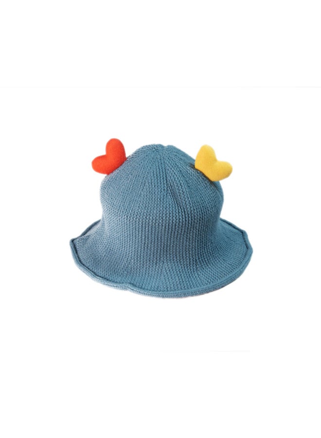 Applique Detail Bucket Style Sun Cap Blue