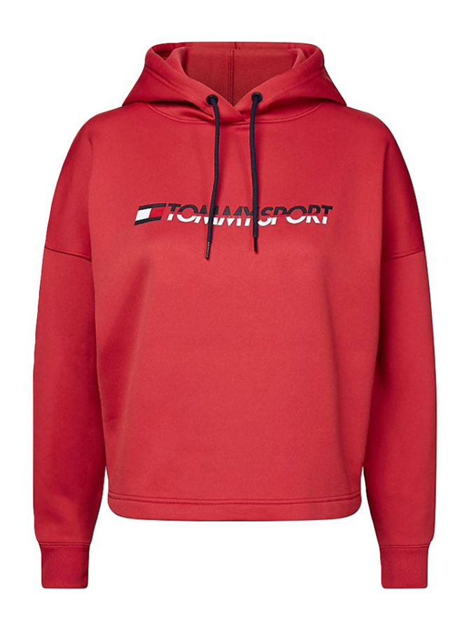 Cropped Fleece Hoodie Red