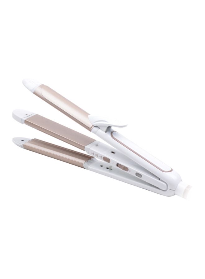 3-In-1 Hair Styling Flat Irons White/Gold 30.5cm