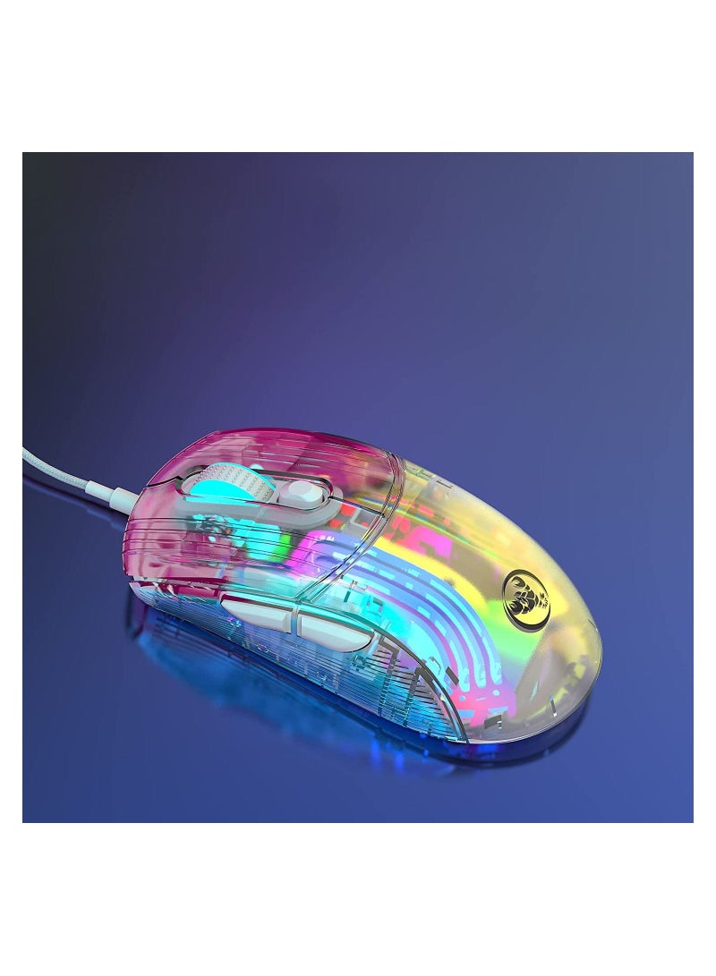 X400 Clear Gaming mouse Wired Transparent Gaming Mouse 12800DPI 6 Button Macro Programming