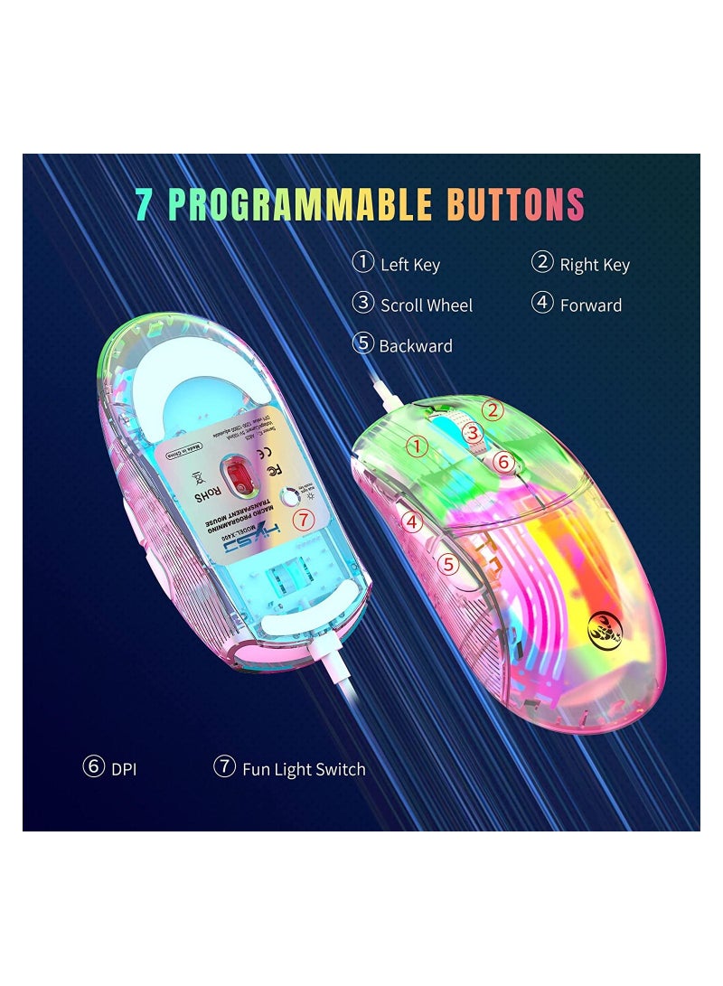 X400 Clear Gaming mouse Wired Transparent Gaming Mouse 12800DPI 6 Button Macro Programming