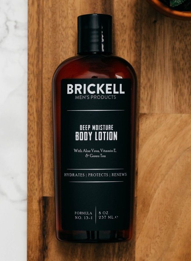 Brickell Men's Deep Moisture Body Lotion for Men, Natural and Organic Protects and Hydrates Dry Skin, 8 Ounce, Scented