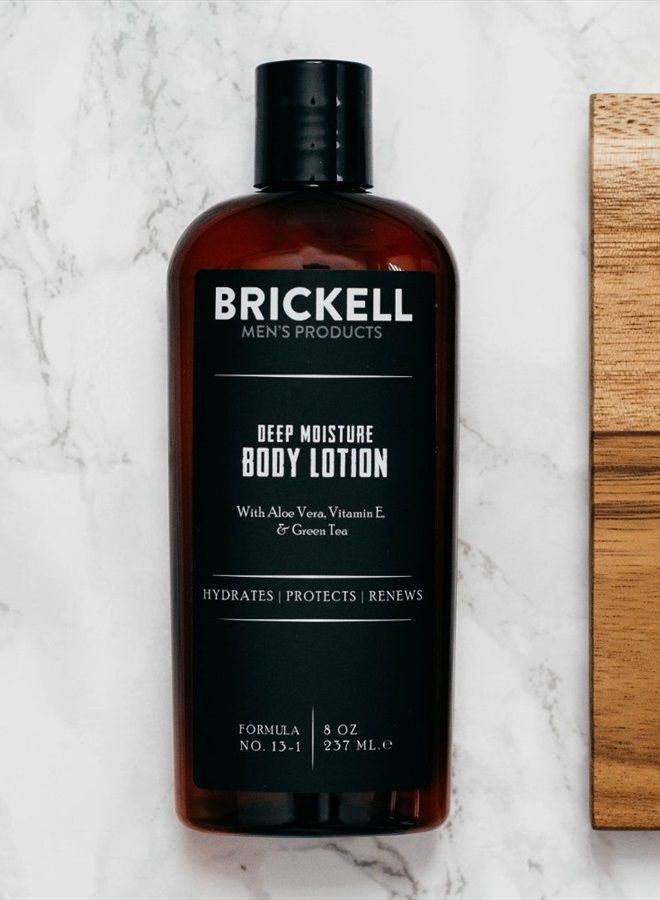 Brickell Men's Deep Moisture Body Lotion for Men, Natural and Organic Protects and Hydrates Dry Skin, 8 Ounce, Scented