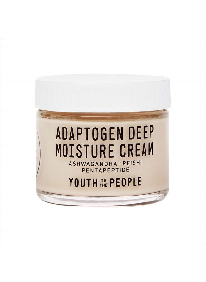 Adaptogen Deep Moisture Cream - Calming + Hydrating Face Cream with Pentapeptide, Rhodiola + Reishi Mushroom - No Mineral Oil - Clean Skincare (2oz)