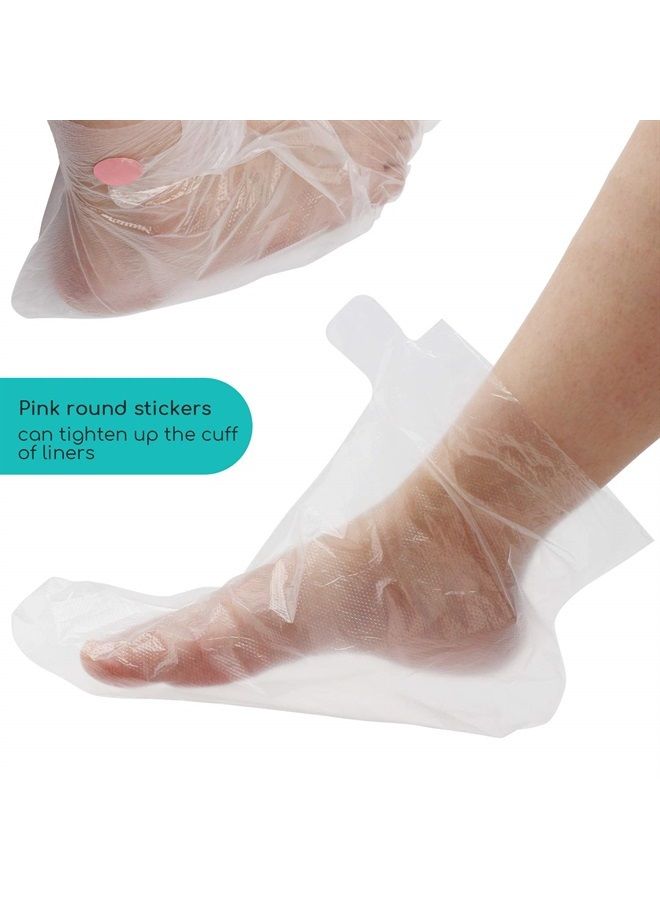 Paraffin Bath Liners for Foot, 200 Counts Plastic Foot Covers, Booties for Feet Thermal Foot Liners, Foot Protectors with 200 Stickers for Snug Closure, Wax thera-py Foot Bags