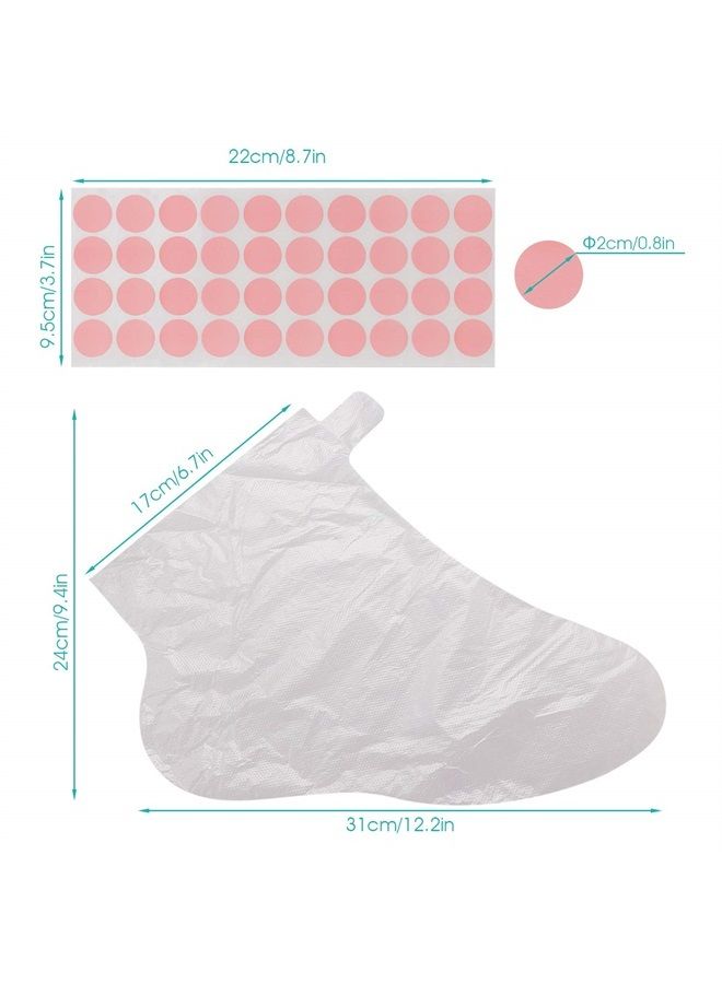 Paraffin Bath Liners for Foot, 200 Counts Plastic Foot Covers, Booties for Feet Thermal Foot Liners, Foot Protectors with 200 Stickers for Snug Closure, Wax thera-py Foot Bags