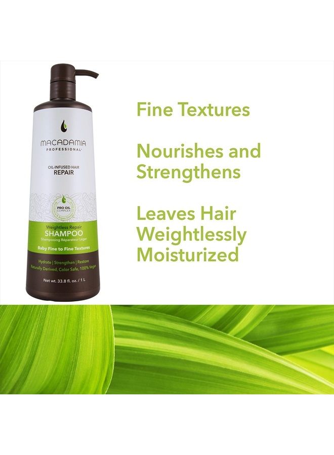 Hair Care Sulfate Paraben Free Natural Organic CrueltyFree Vegan Hair Products Weightless Hair Repair Shampoo , Green, Sheer Pecan, 33.8 Fl Oz