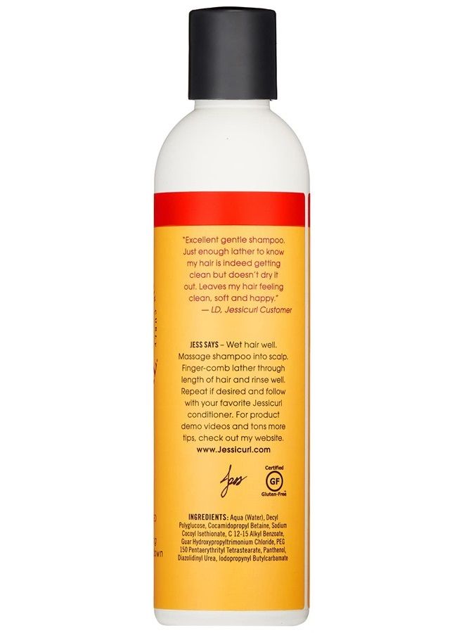 , Gentle Lather Shampoo, No Fragrance Added, 8 Fl oz. Cleansing Curly Hair Shampoo, Vegan, Sulfate Free Shampoo