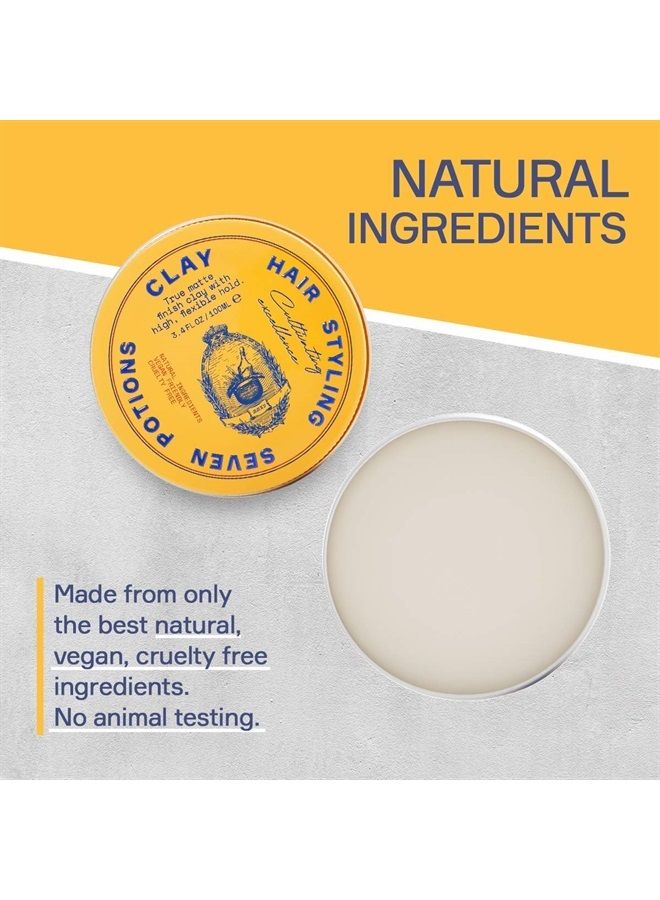 Hair Clay For Men and Women 3.4 fl oz - High Hold Matte Pomade - Effortless Hair Styling Product That Leaves No Residue - Water Based - Natural, Vegan, Cruelty Free