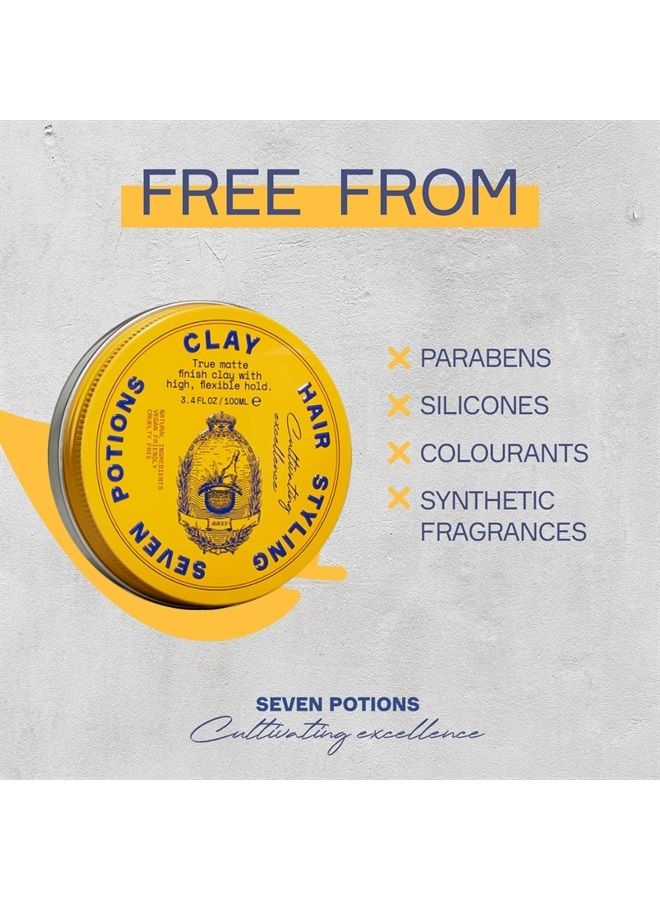 Hair Clay For Men and Women 3.4 fl oz - High Hold Matte Pomade - Effortless Hair Styling Product That Leaves No Residue - Water Based - Natural, Vegan, Cruelty Free