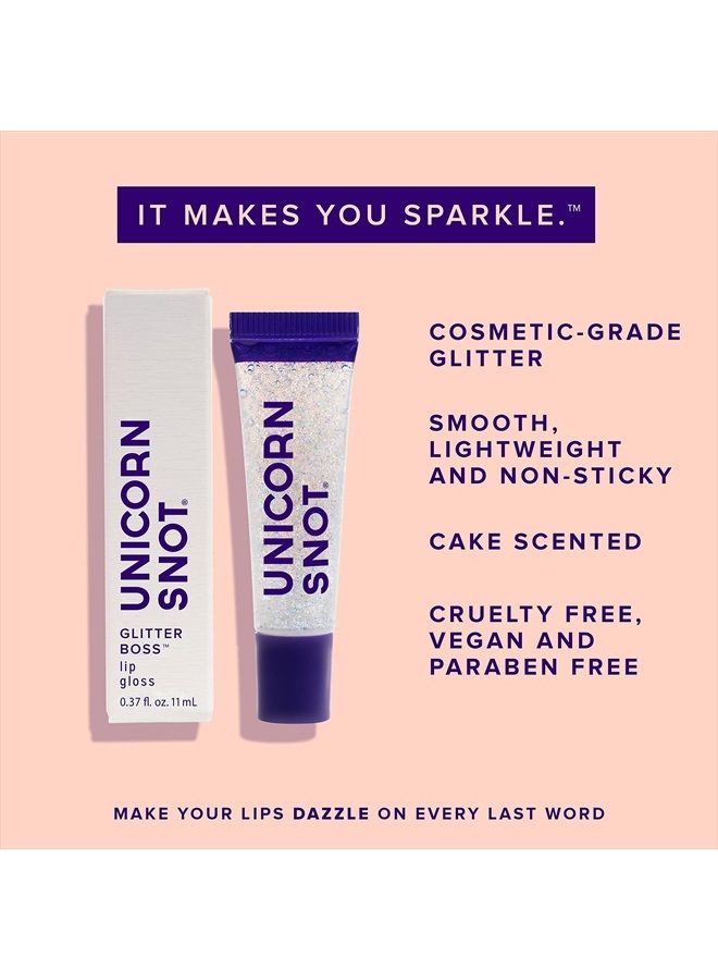Holographic Glitter Lip Gloss - Cosmetic Grade - Sparkle your Lips for Festivals, Rave Makeup, Fairy Face Paint - Vegan & Cruelty Free 0.37fl oz (Disco/Holographic Silver)