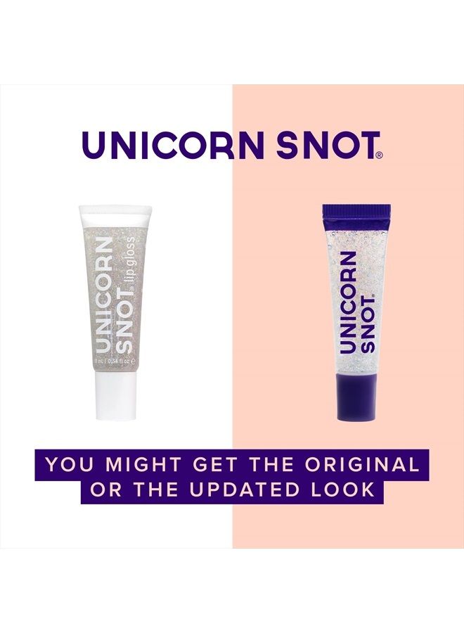 Holographic Glitter Lip Gloss - Cosmetic Grade - Sparkle your Lips for Festivals, Rave Makeup, Fairy Face Paint - Vegan & Cruelty Free 0.37fl oz (Disco/Holographic Silver)