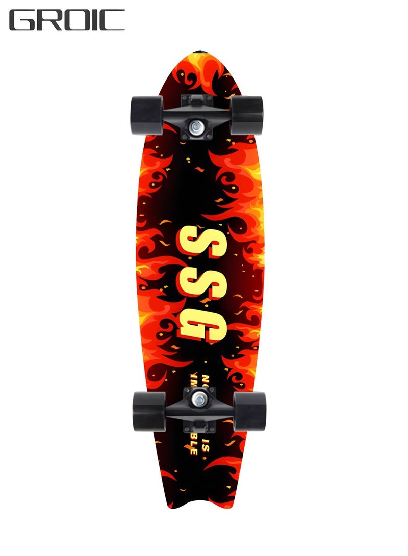 Skateboard 27.5 Inch Cruiser Skateboard Complete Skateboard with PU Wheel and ABEC 7 Bearings Retro Board Classic Skateboard,Skateboard for Kids Beginner