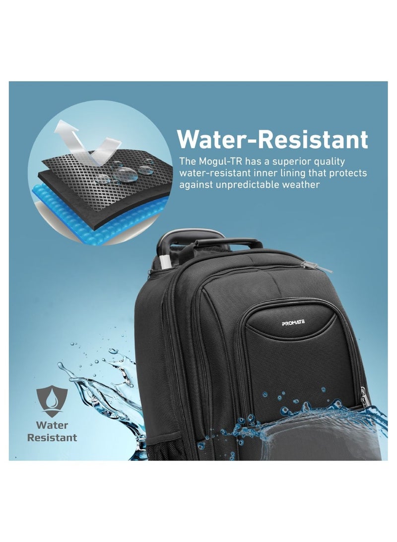 Trolley Bag, Premium 2-in-1 Trolley Bag and Backpack with Secure Zippers, Side Pockets, Adjustable Straps, Water Resistance and In-Line Wheels for 16” Laptops,