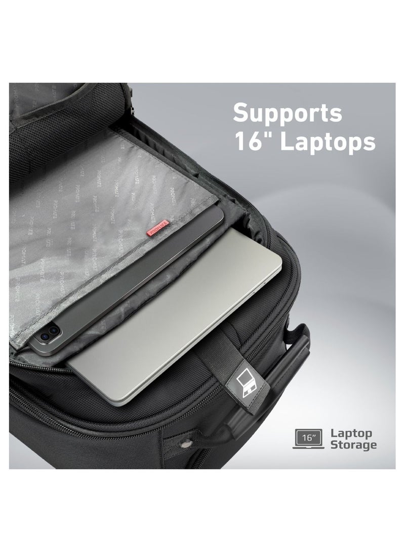 Trolley Bag, Premium 2-in-1 Trolley Bag and Backpack with Secure Zippers, Side Pockets, Adjustable Straps, Water Resistance and In-Line Wheels for 16” Laptops,