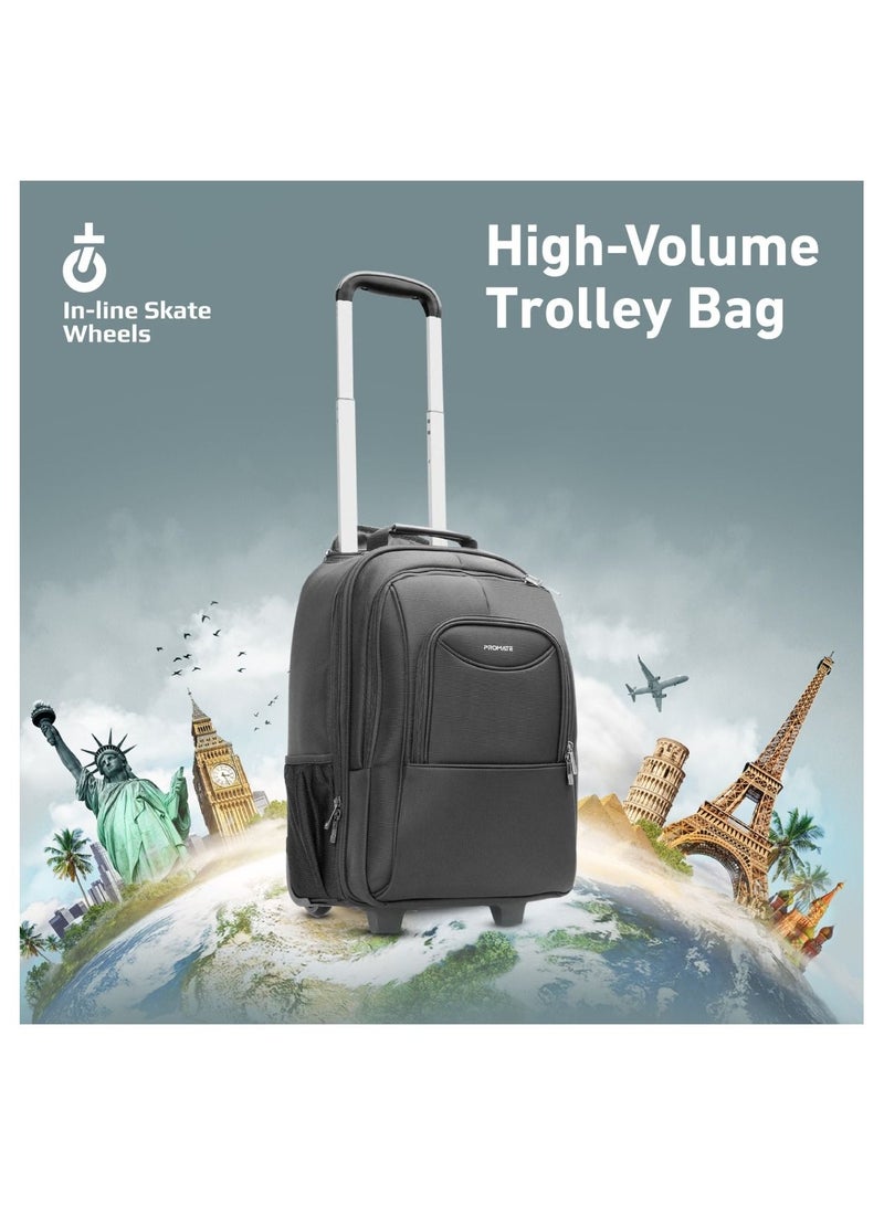 Trolley Bag, Premium 2-in-1 Trolley Bag and Backpack with Secure Zippers, Side Pockets, Adjustable Straps, Water Resistance and In-Line Wheels for 16” Laptops,