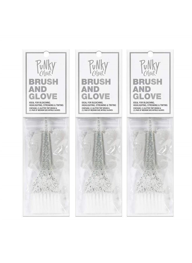 Glitter Brush and Glove Kit, use for Highlighting, Bleaching and Tinting, 3 pack