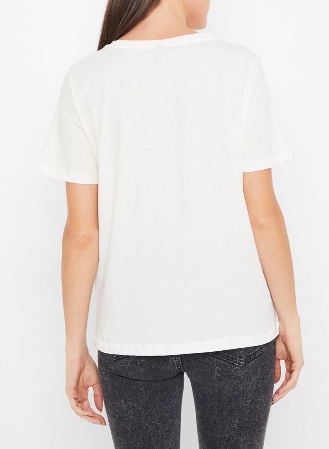 Pocket Print Detailed T-Shirt White