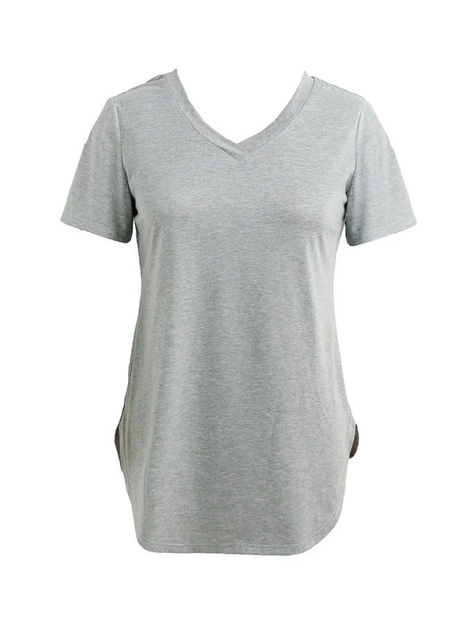 V-Neck Short Sleeves T-Shirt Grey