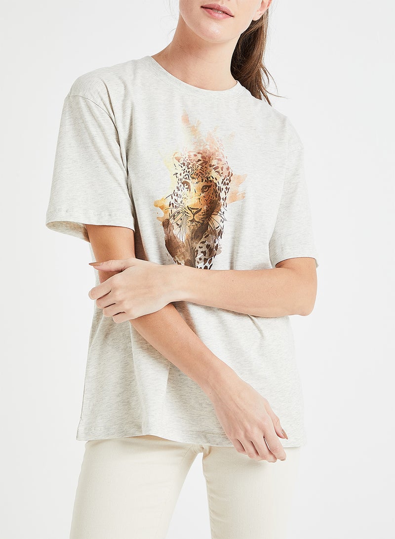 Tiger Print T-Shirt Grey