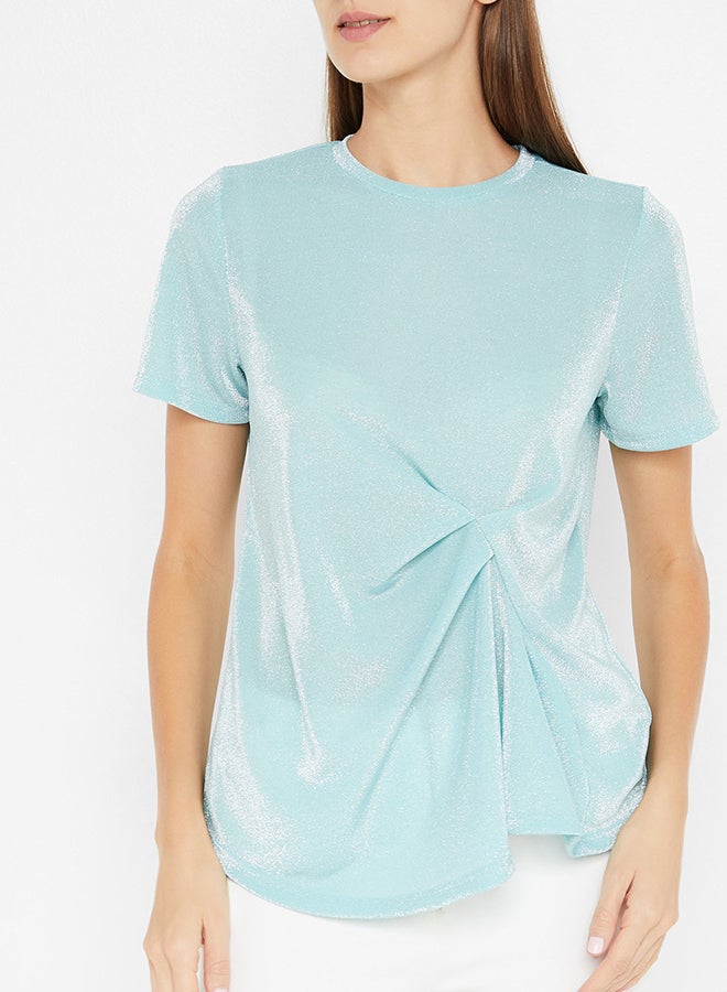 Glitter Effect Short Sleeve T-Shirt Jadeite