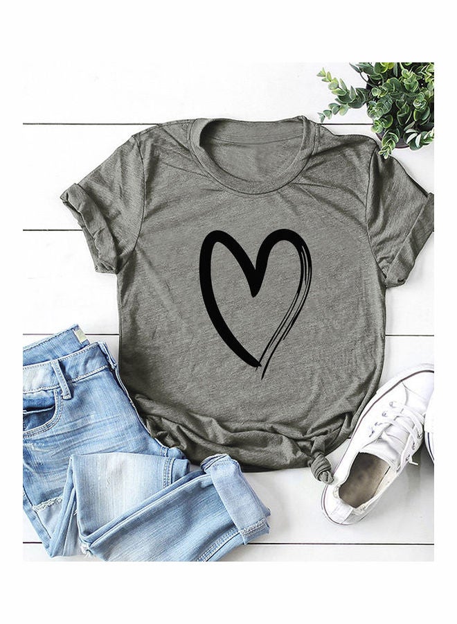 Cartoon Sloth Print T-Shirt Top Light Grey