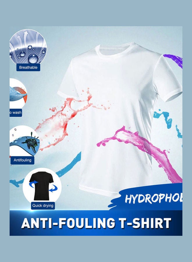 Anti-Dirty Waterproof Quick-Drying Short Sleeve T-Shirt Top White