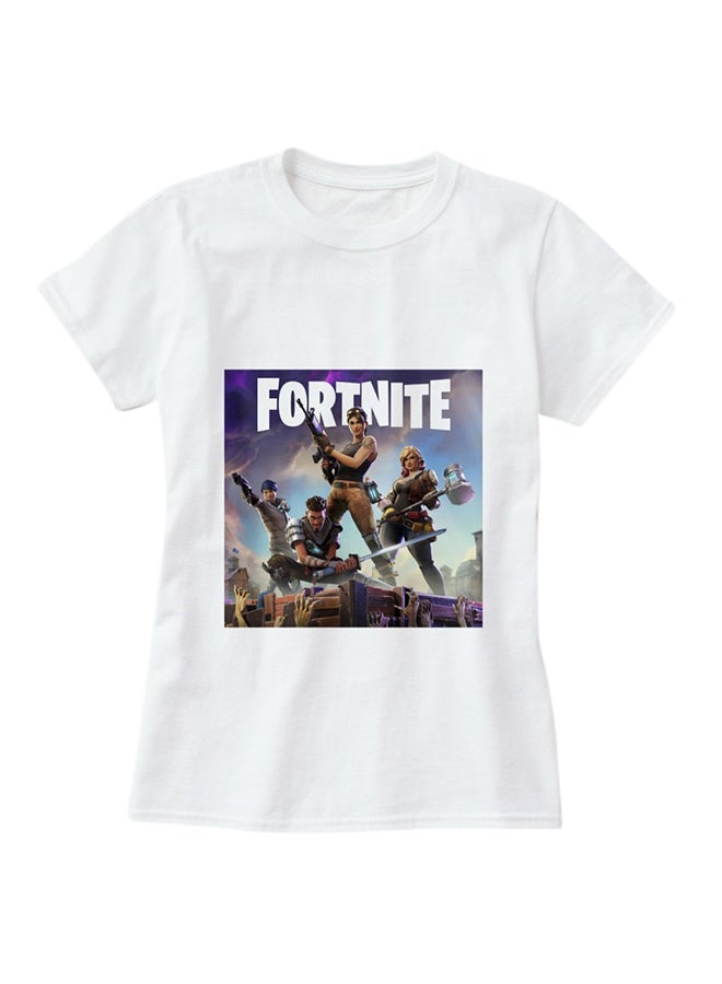 Fortnite Game 2 Print Short Sleeve T-Shirt White