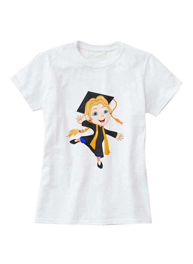 Graduated Girl Design Short Sleeve T-Shirt White