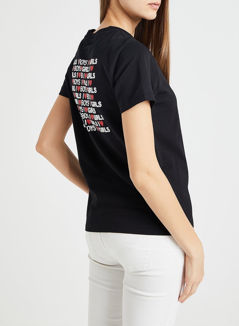 Slogan Printed T-Shirt Black