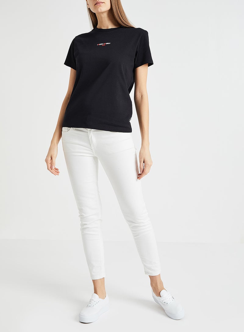 Slogan Printed T-Shirt Black