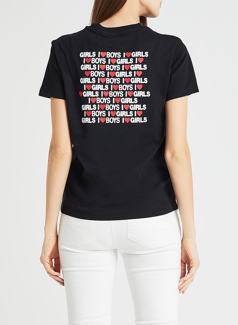Slogan Printed T-Shirt Black