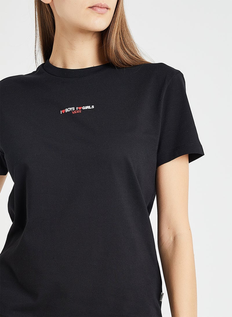 Slogan Printed T-Shirt Black