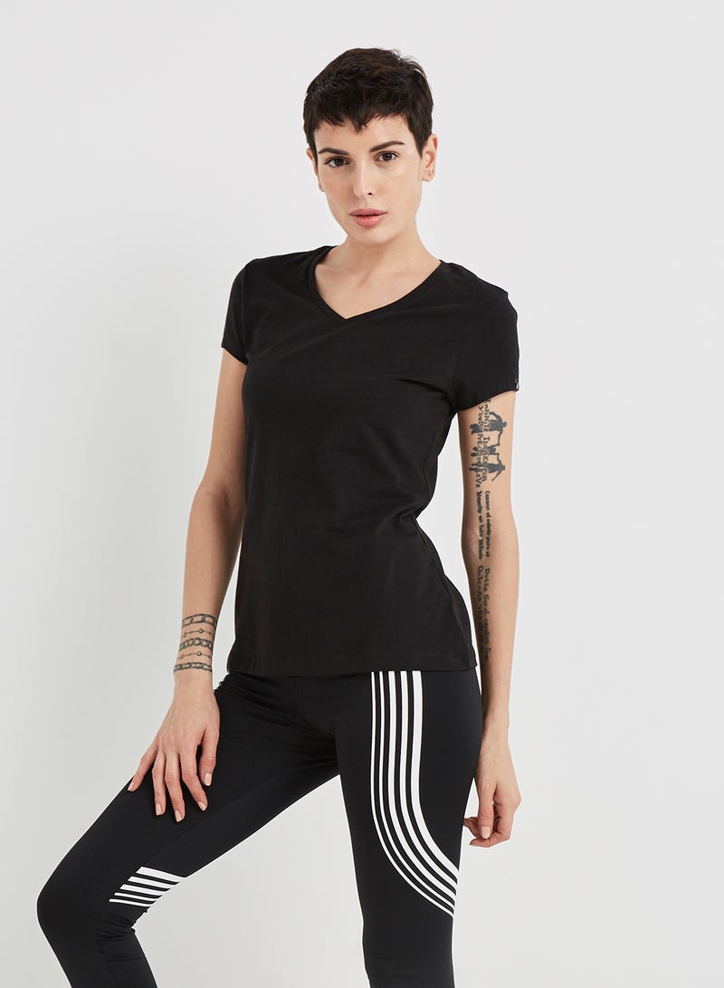 Casual V-Neck Tee Black