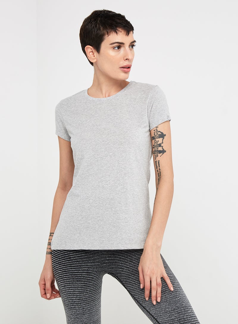 Casual V-Neck Tee Light Grey Mélange