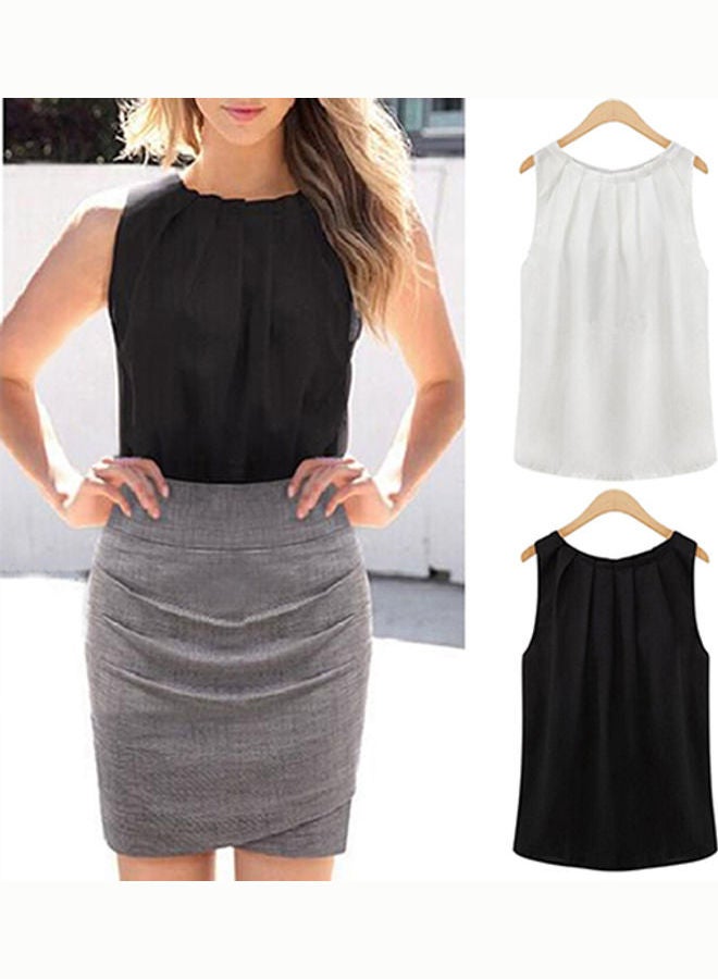 Fashion Sleeveless Summer Chiffon Vest Casual Tank Tops Shirt Blouse Black