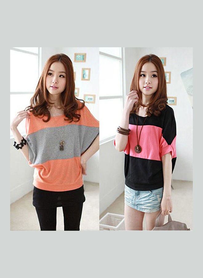 Women's Fashion Batwing Sleeve T-Shirt Orange