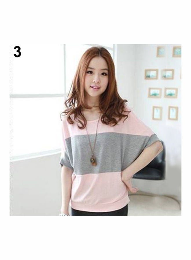 Bat Wing Sleeve Loose T-Shirt Pink