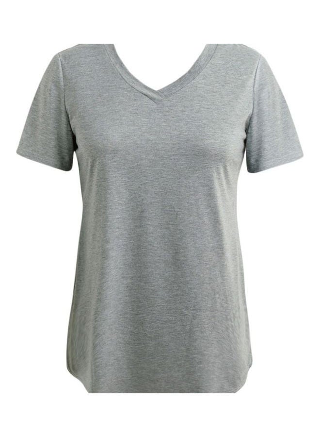 Fashionable V-Neck T-Shirt Grey