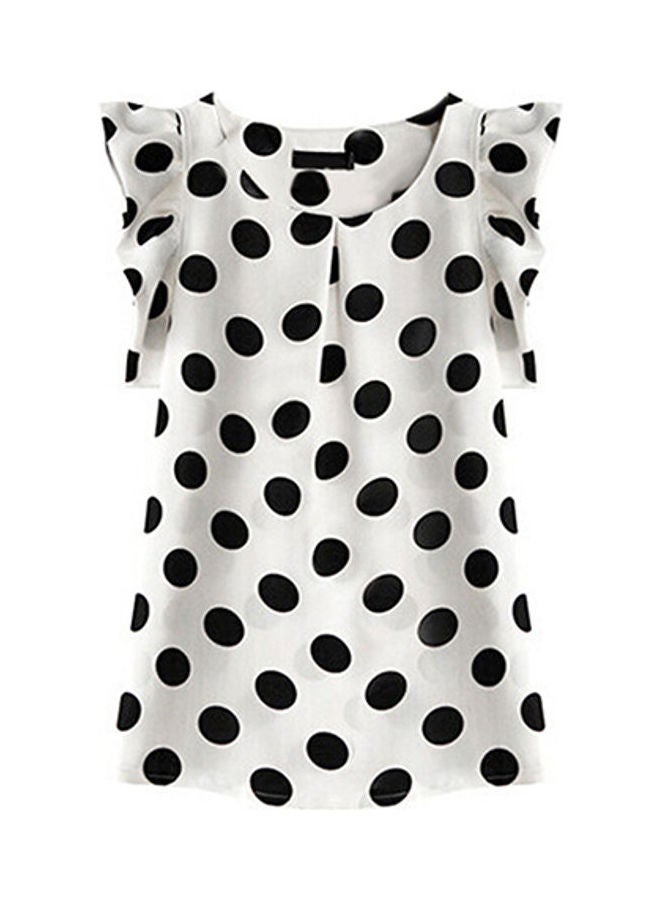 Women's Casual Polka Dot Summer Short Sleeve Tops white