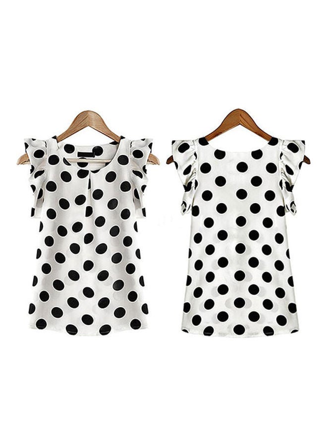 Women's Casual Polka Dot Summer Short Sleeve Tops white