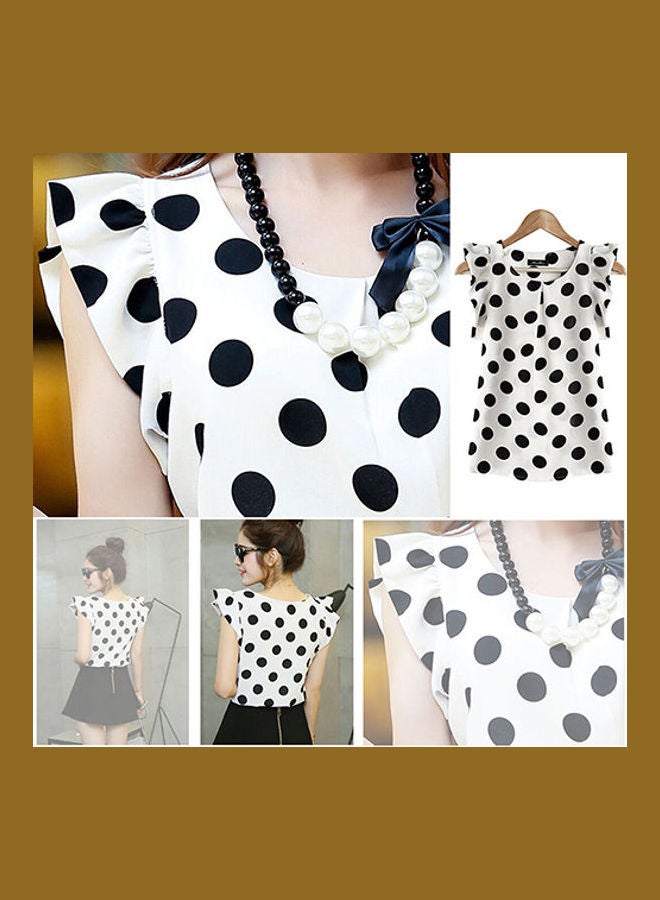 Women's Casual Polka Dot Summer Short Sleeve Tops white