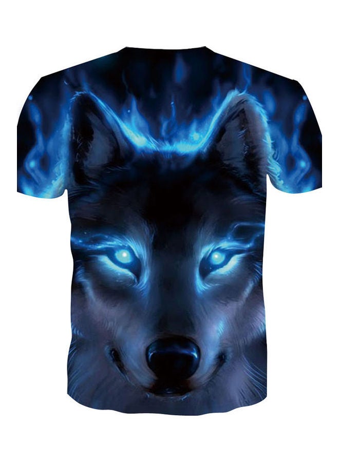 Unisex Vivid 3d Wolf Printed Short Sleeve T-Shirt Round Neck Plus Size Tee Top Multicolour