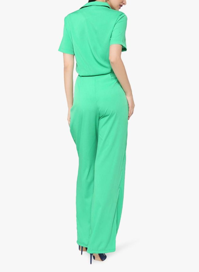 Polyester Straight Leg Jumpsuit Green