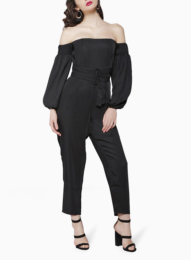 Bardot Belted Jumpsuit Black
