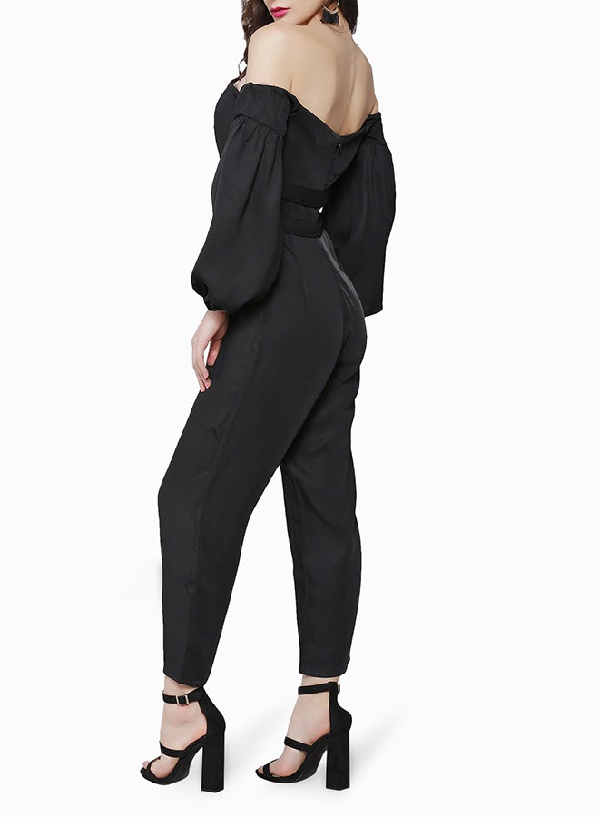 Bardot Belted Jumpsuit Black