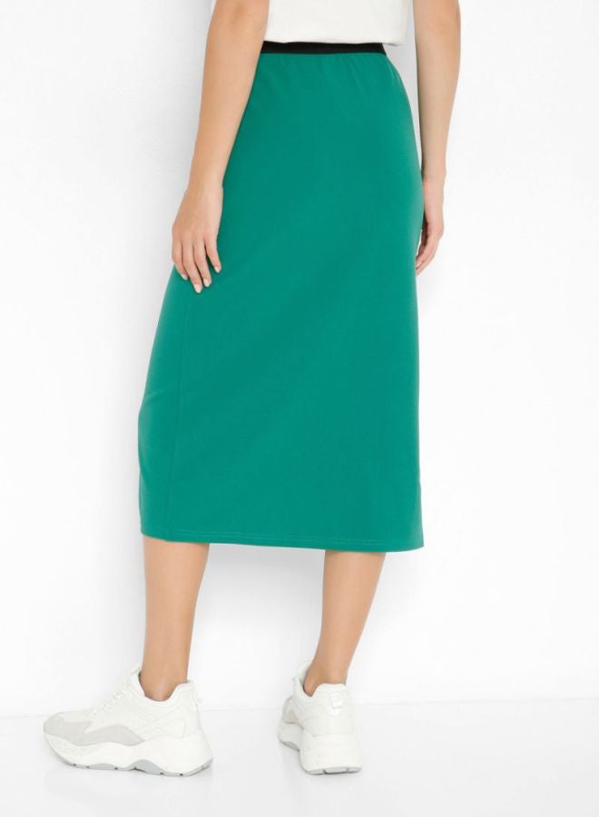 Tape Detailed Midi Skirt Green/White/Black